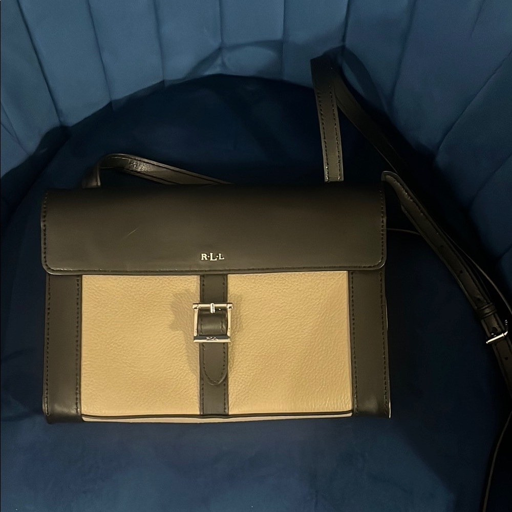 Lauren Ralph Lauren Black and Tan Crossbody Bag